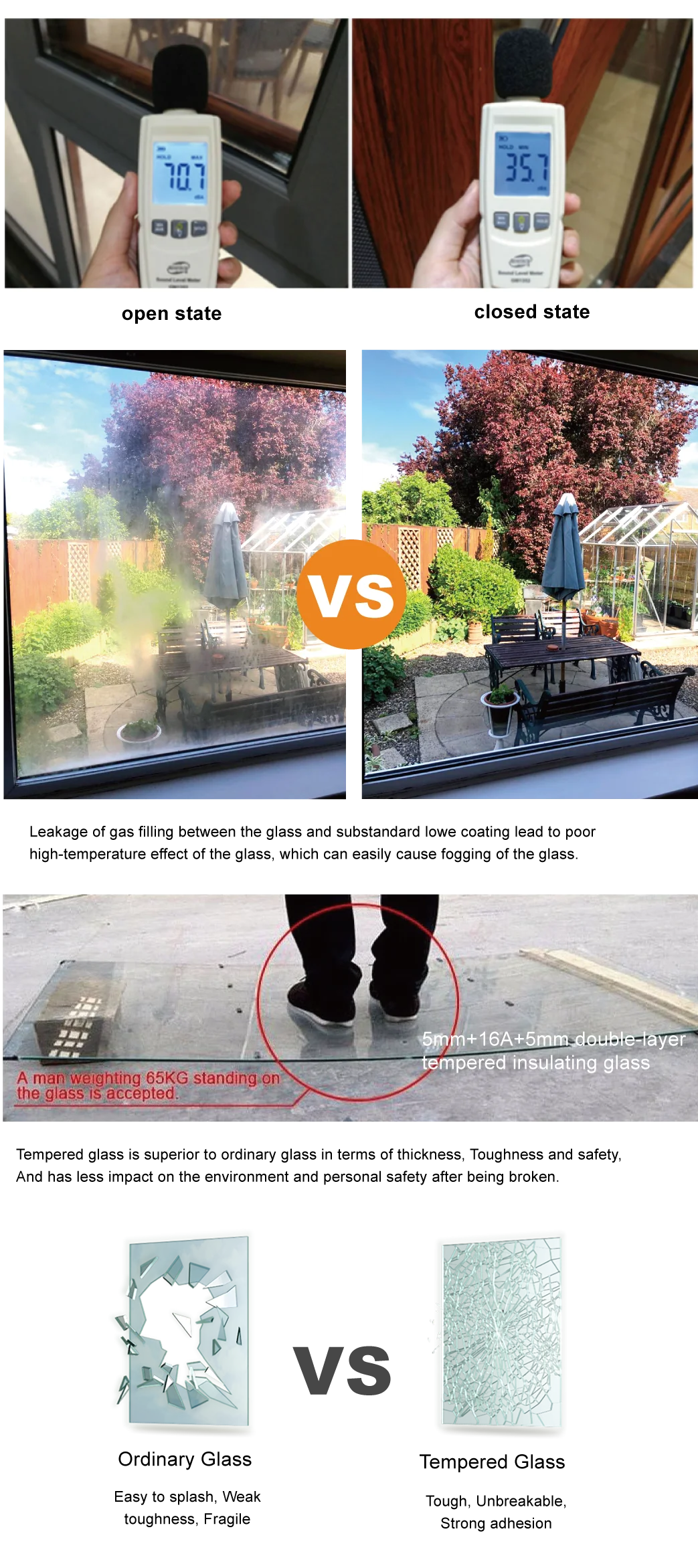 High Performance Apartment Interior Patio Double Glazed Aluminum