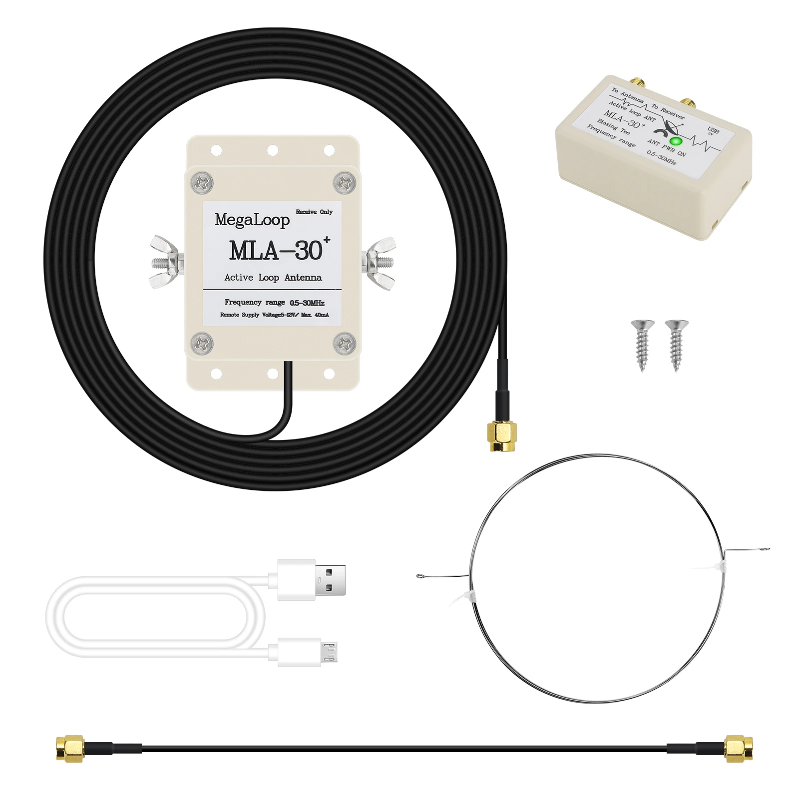 MLA-30 + Active Loop Antenna Active 100KHz-30MHz Receiving AntennaためMedium  Wave Shortwave Radio