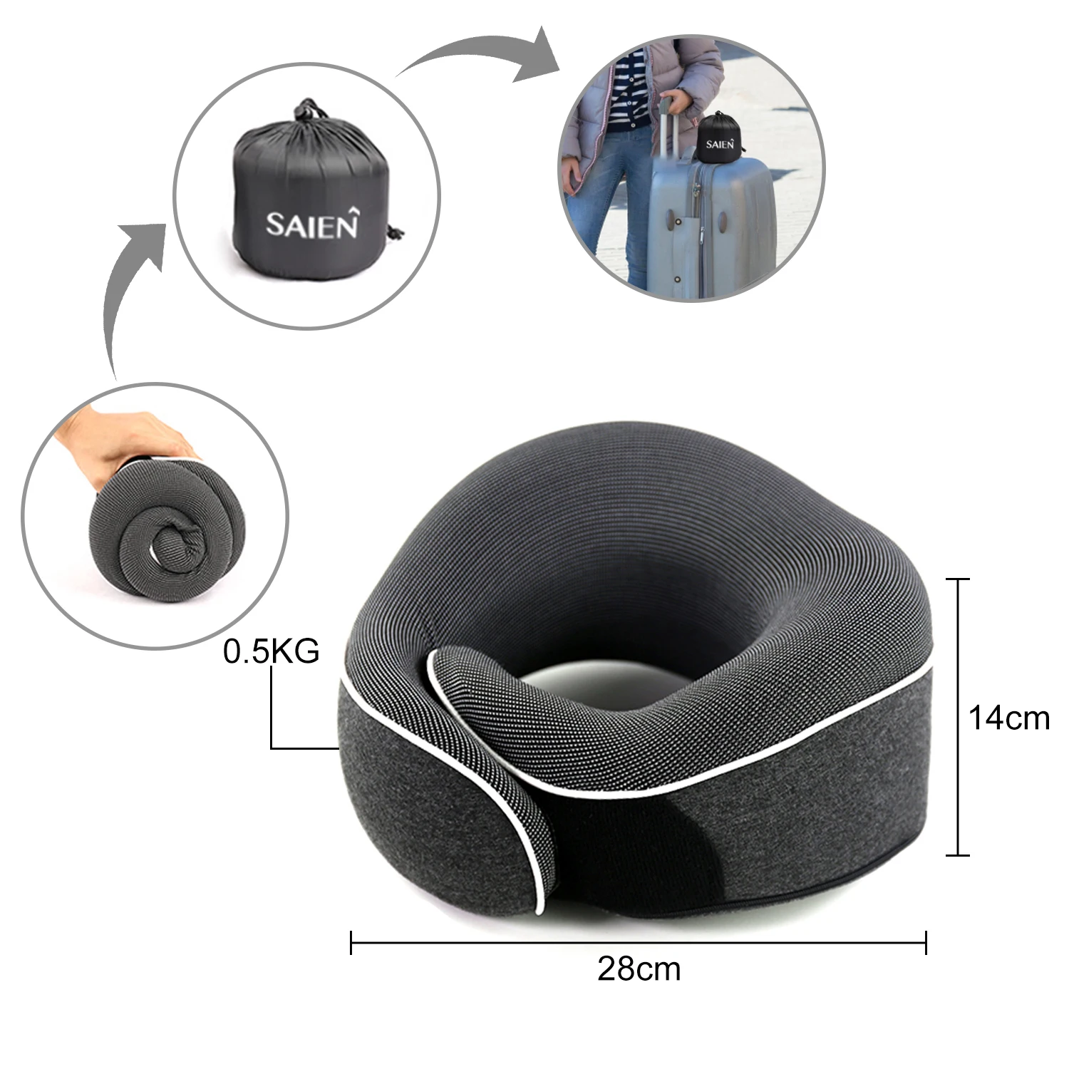 人間工学に基づいたデザイン3In1折りたたみ式トラベルネックピロー