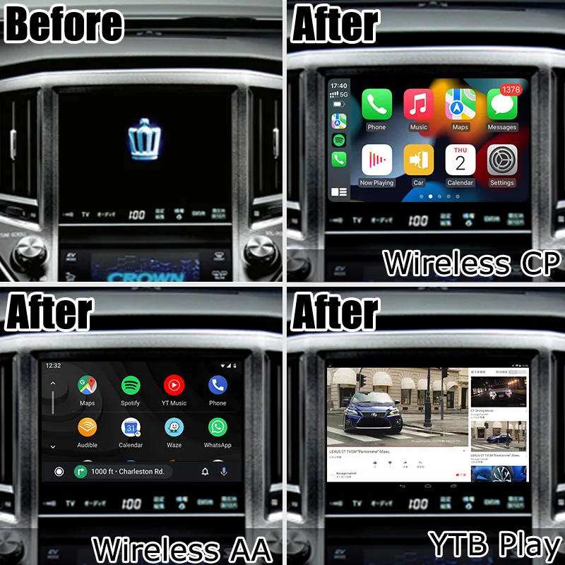 Android用ワイヤレスCarplayオートボックストヨタクラウンAWS210