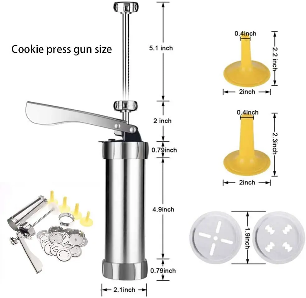 Cookie Press Maker Stainless Steel Biscuits Maker Guns Lightweight