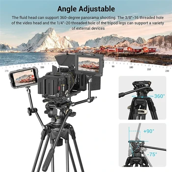 SmallRig AD-01 Video Tripod Heavy Duty Tripod with 360 Degree Fluid Head and Quick Release Plate for DSLR Camcorder Cameras 3751 detail image