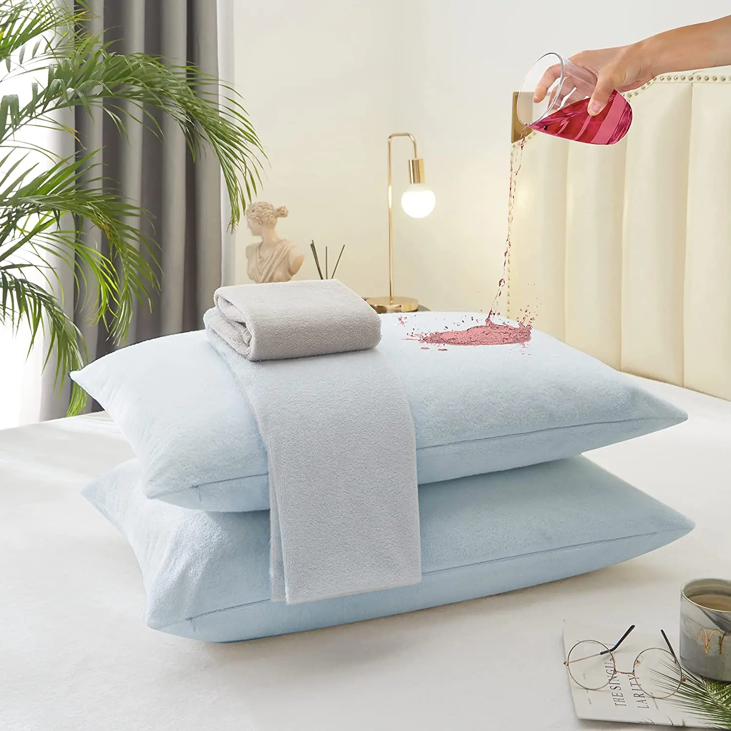 Luxury Cotton Terry 100 Waterproof Pillow Protectors 2 Pack Breathable