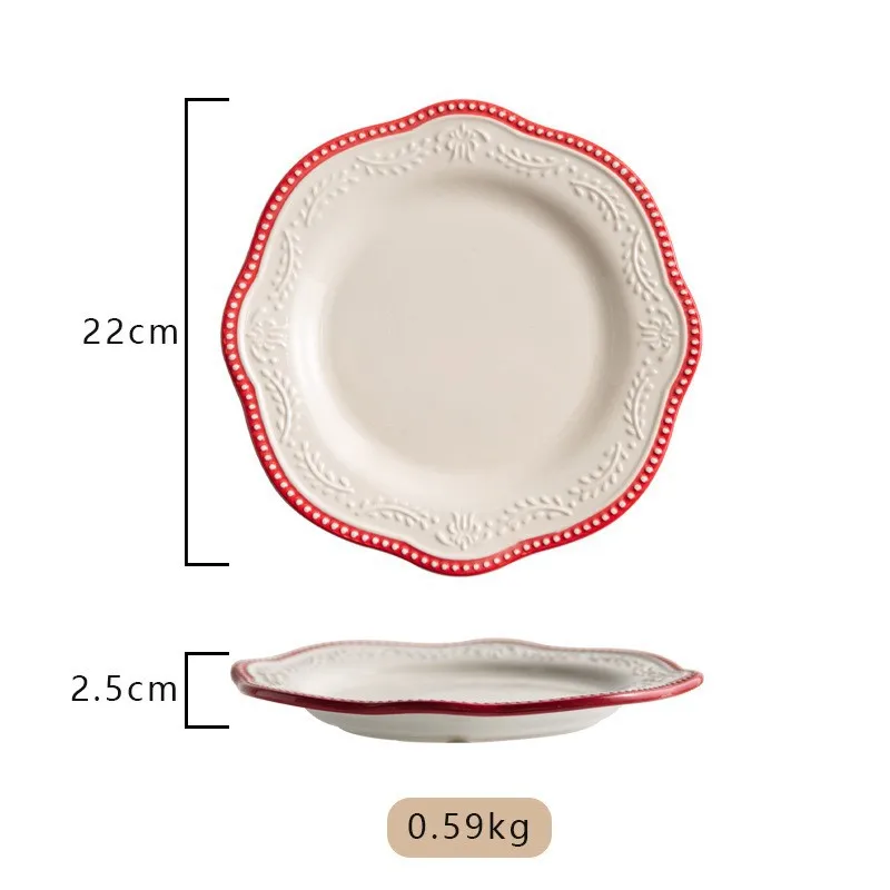 product 85in european lace embossed bead point western plate palace dessert cafe retro flat pastry plate483-59