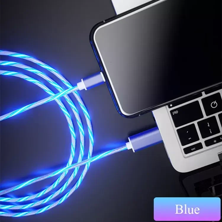 Colorful Light Cable Led Light Visible Glowing Fast Charging Type c Flow Glowing Streamer Data Cable for Samsung