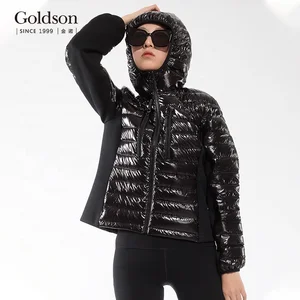 Russia Fashion Ultralight Winter Down Jacket for Women Casual European Style Warm Shiny Waterproof Nylon Lining Hooded Collar