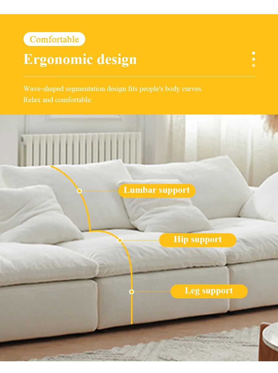 Light Luxury Modern Modular White Cloud L Shaped Couch Living Room