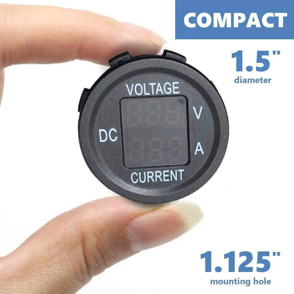 12V DC Voltmeter Ammeter Round LED Digital Display Boat Motorcycle Waterproof Volt Amp Meter Car Battery Voltage Monitor Tester