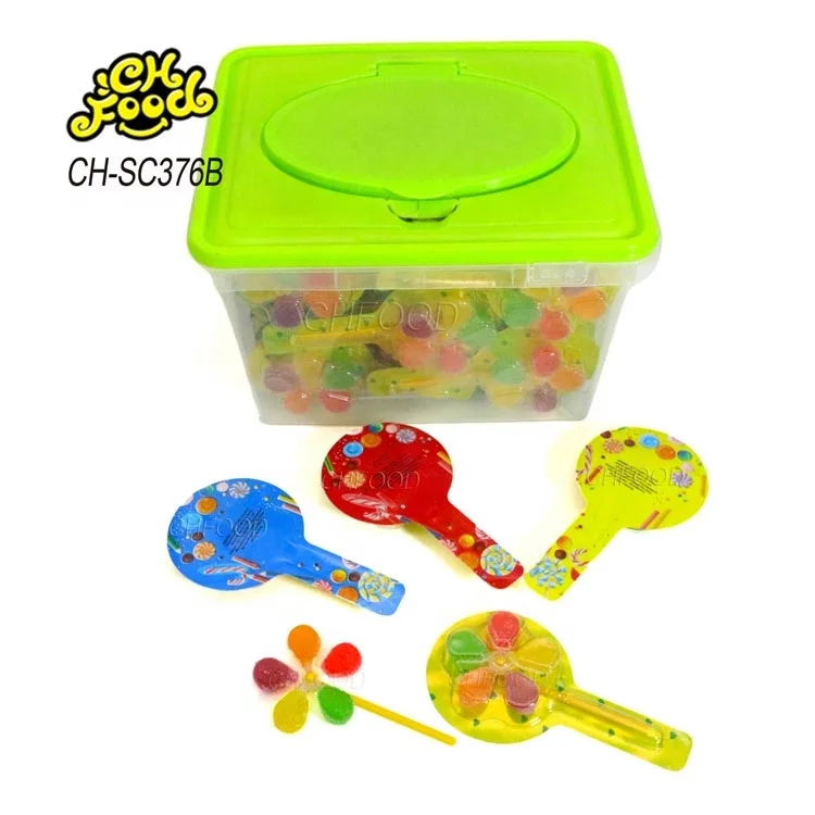 Candy Toys Wholesale Hot Selling Rotating Windmill Shape Fruit Sugar Coated Jelly Gummy Candy Lollipop Halal Snack Custom