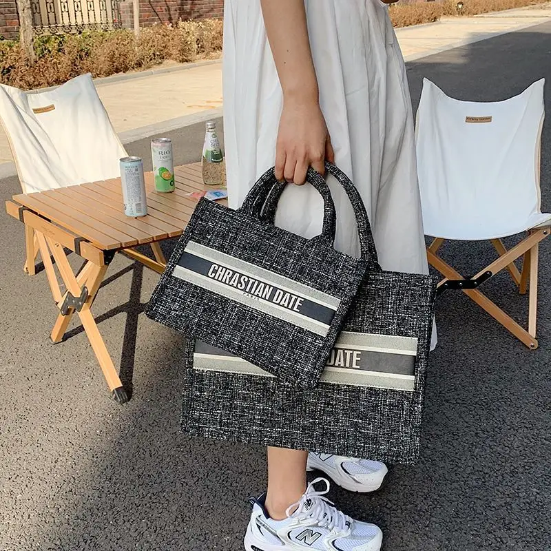 2021 Custom Printed Ladies Handbags Ladies Casual Designer Tote Bag with Lattice Pattern Women's Fashion Handbag for Summer