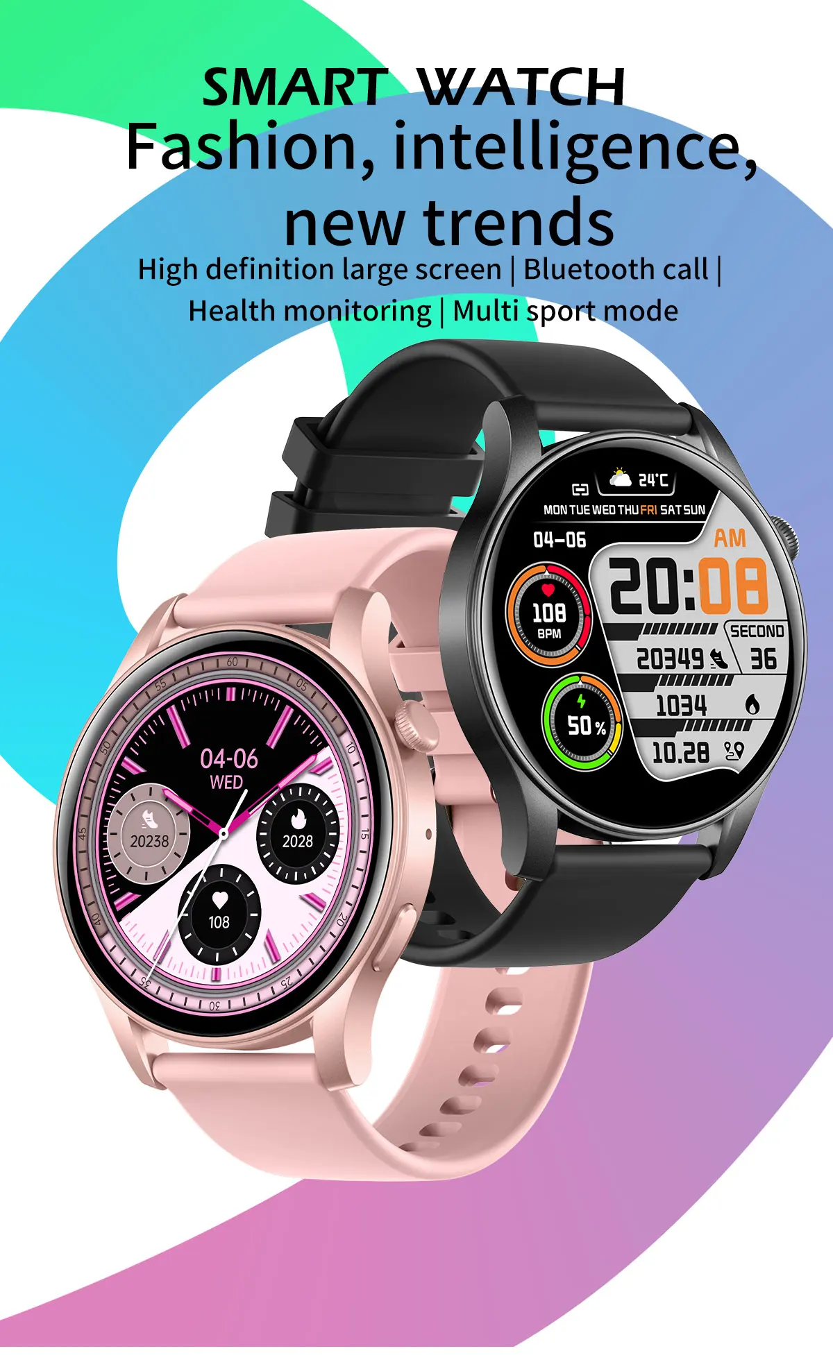 7 heart rate recording fitness smartwatch exercise modes sleep tracking gps tracking alarm clock-2