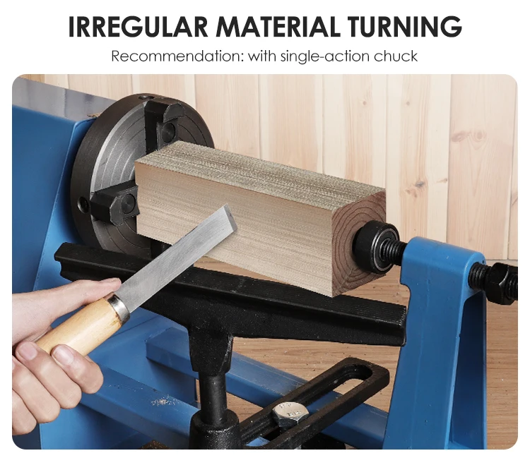 LUXTER 400W Mini Wood Automatic Manual Turning  Lathe Machine Belt Speed Adjustment 14inch