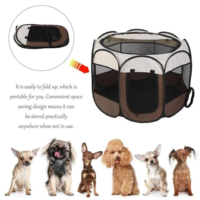 Portable Folding Pet Tent Dog House Octagonal Cage For Cat Tent Playpen Puppy Kennel Easy Operation Fence Outdoor Big Dogs House manufacture