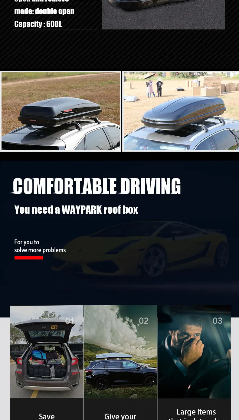 4x4 Suv Car Top Roof Cargo Box 600l Travel Top Car Roof Box Cargo