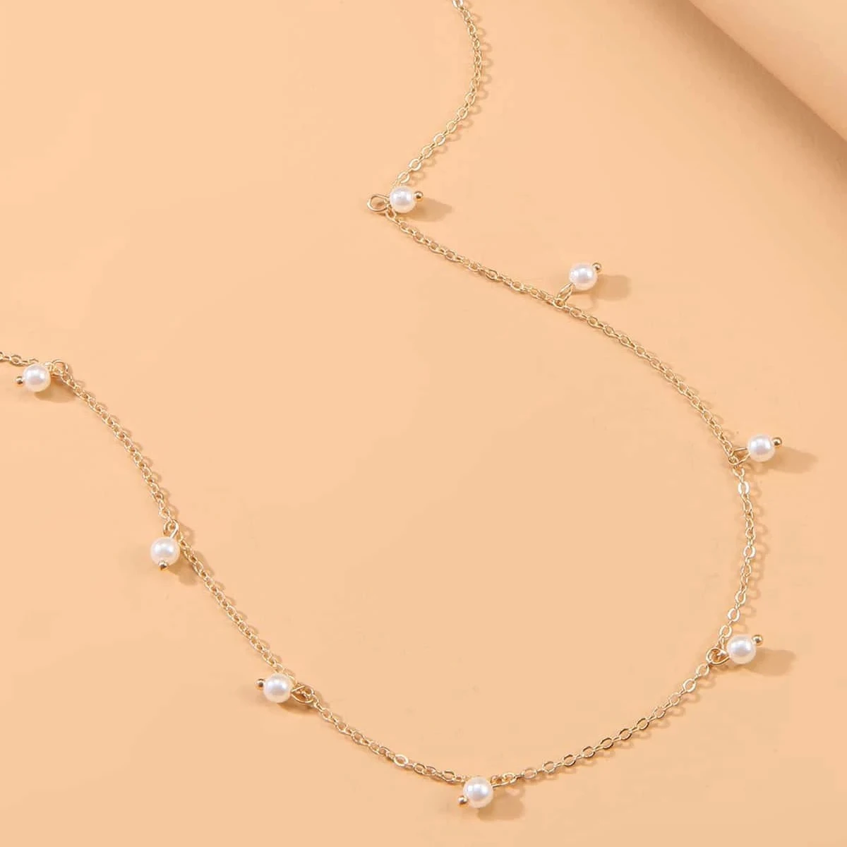 Fashion Trendy Faux Pearl Decor Waist Chain Stainless Steel 18k Gold Plated Layered Belly Body
