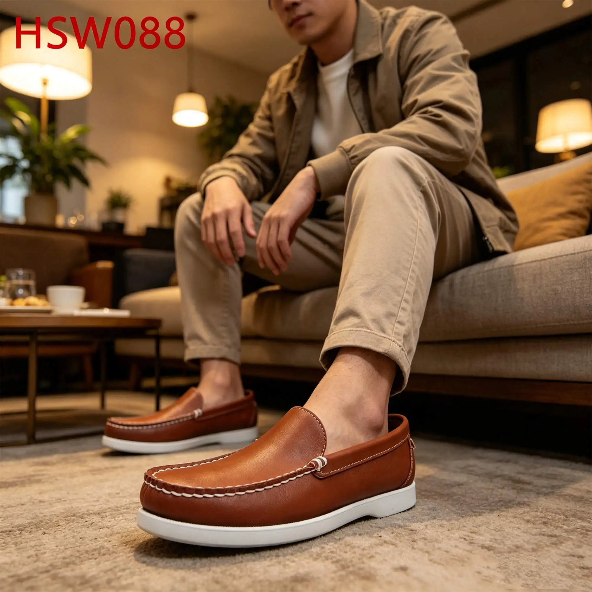 ZYF,Spain Quick On/off Full Natural Cow Leather Brown Boat Shoes Casual Outings Expert Stitching Hua Singh Penny Shoes HSW088