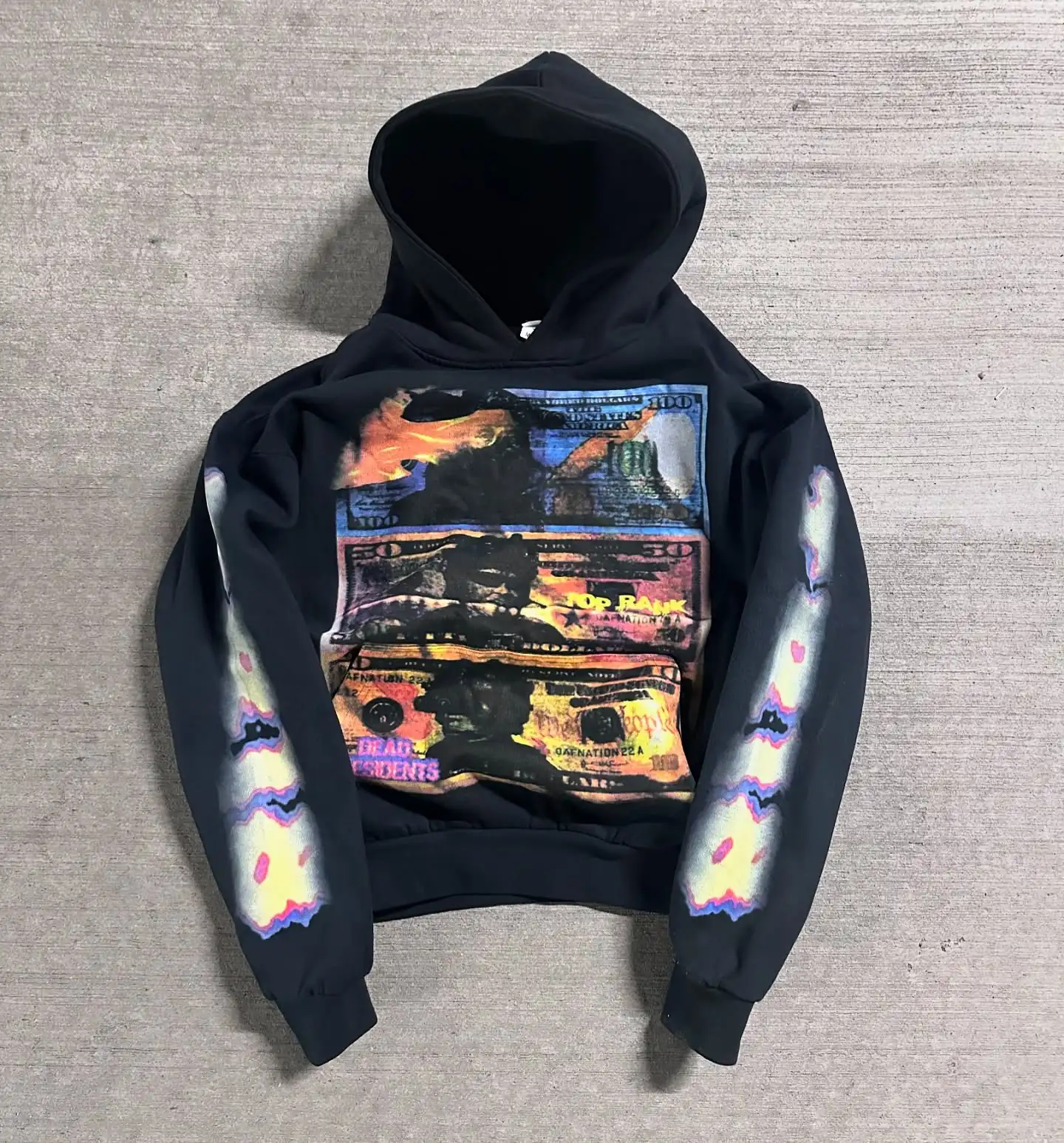 Salati Custom Graphic DTG Sleeves Cropped Heavy Weight 450gsm Street Wear Sun Faded Mens Distressed Acid Wash Hoodies