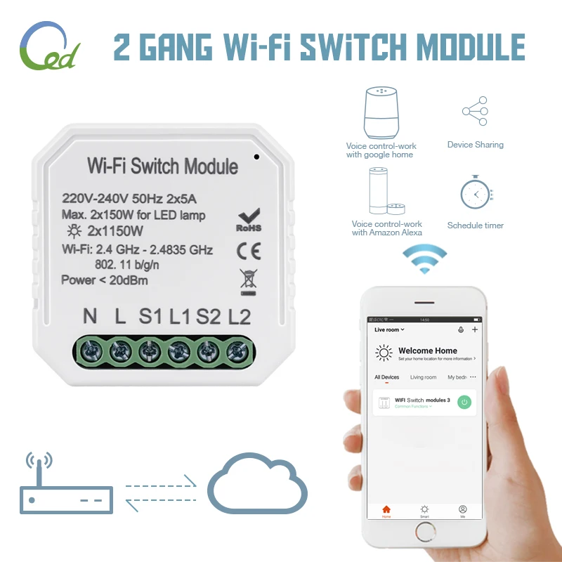Новый Умный дом использование WIFI и bluetooth пульт дистанционного управления несколько 2 каналов банды wifi переключатели