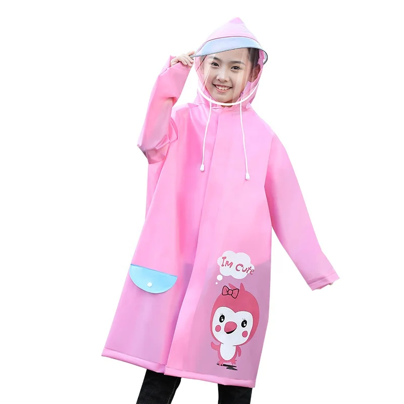 Students' Back to School raincoat Kids' Long Plastic Rainwear for Boys and Girls Tail Goods Handling for Outdoor Travel