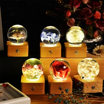 popular genius innovative trends Christmas gift ideas product new items of goods real flower ball night light gift in 2021