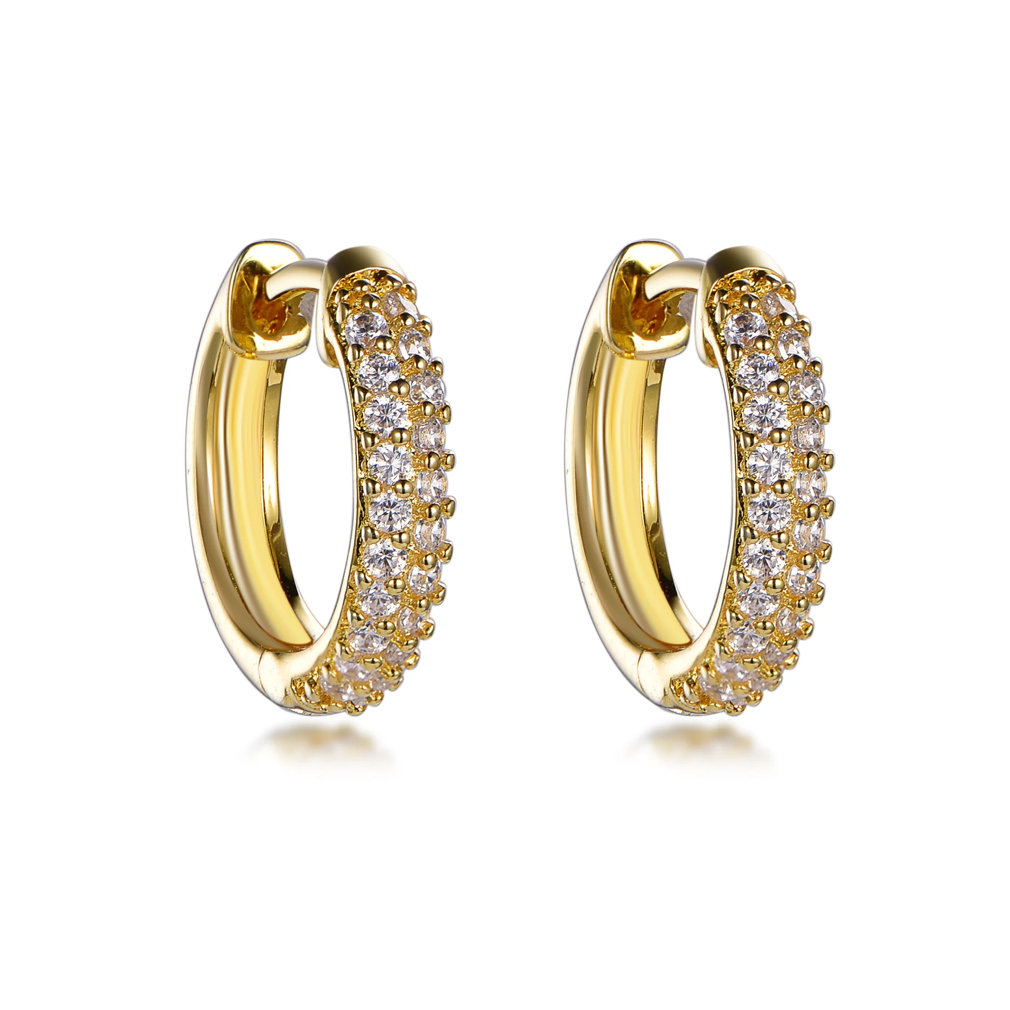 top ladies earrings gold hoop earrings 18k gold plated 925 silver ear ring high end 18k gold plated tube hoop earring