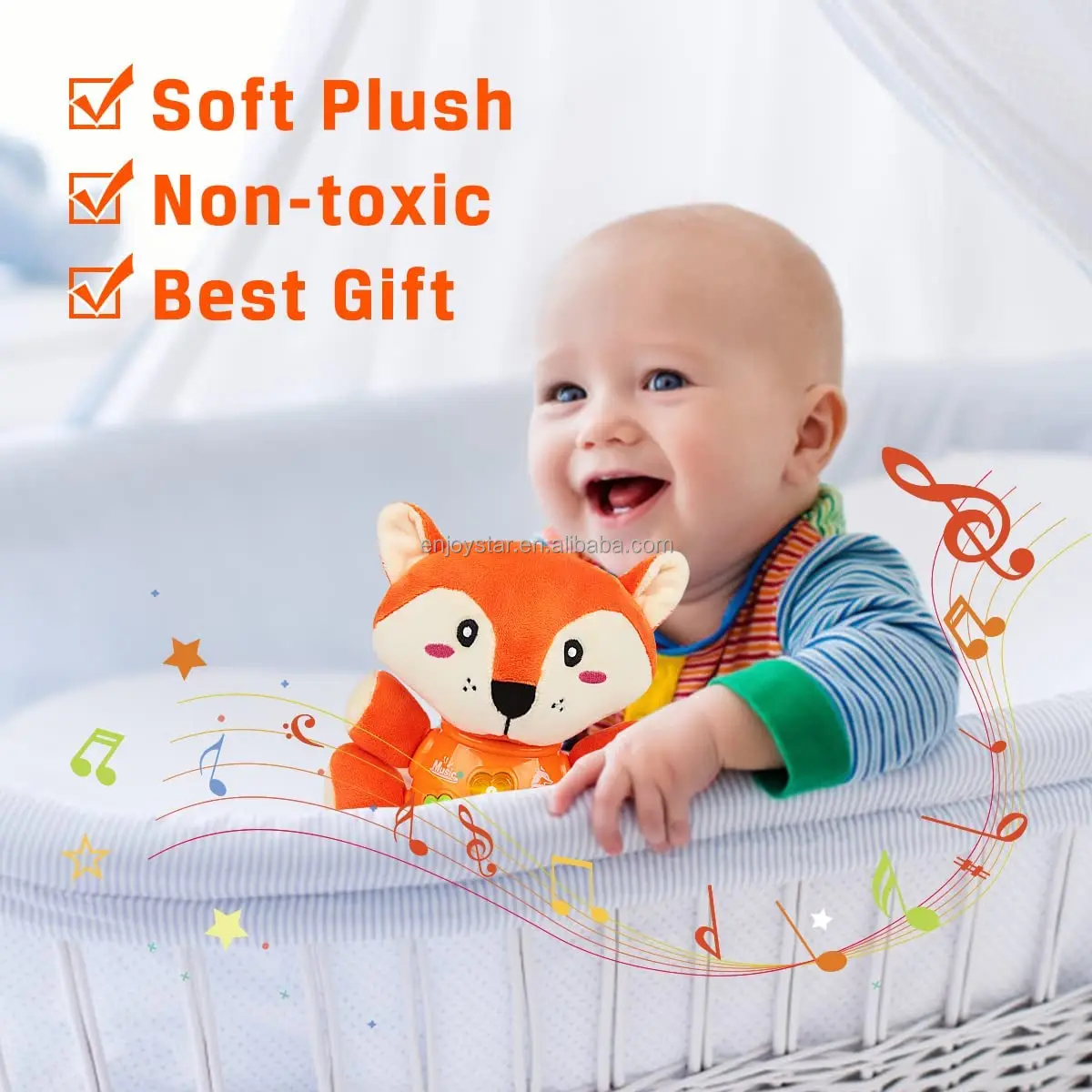 Plush Fox Infant Toys Music Light Up Baby Stuffed Animal Baby Gifts For