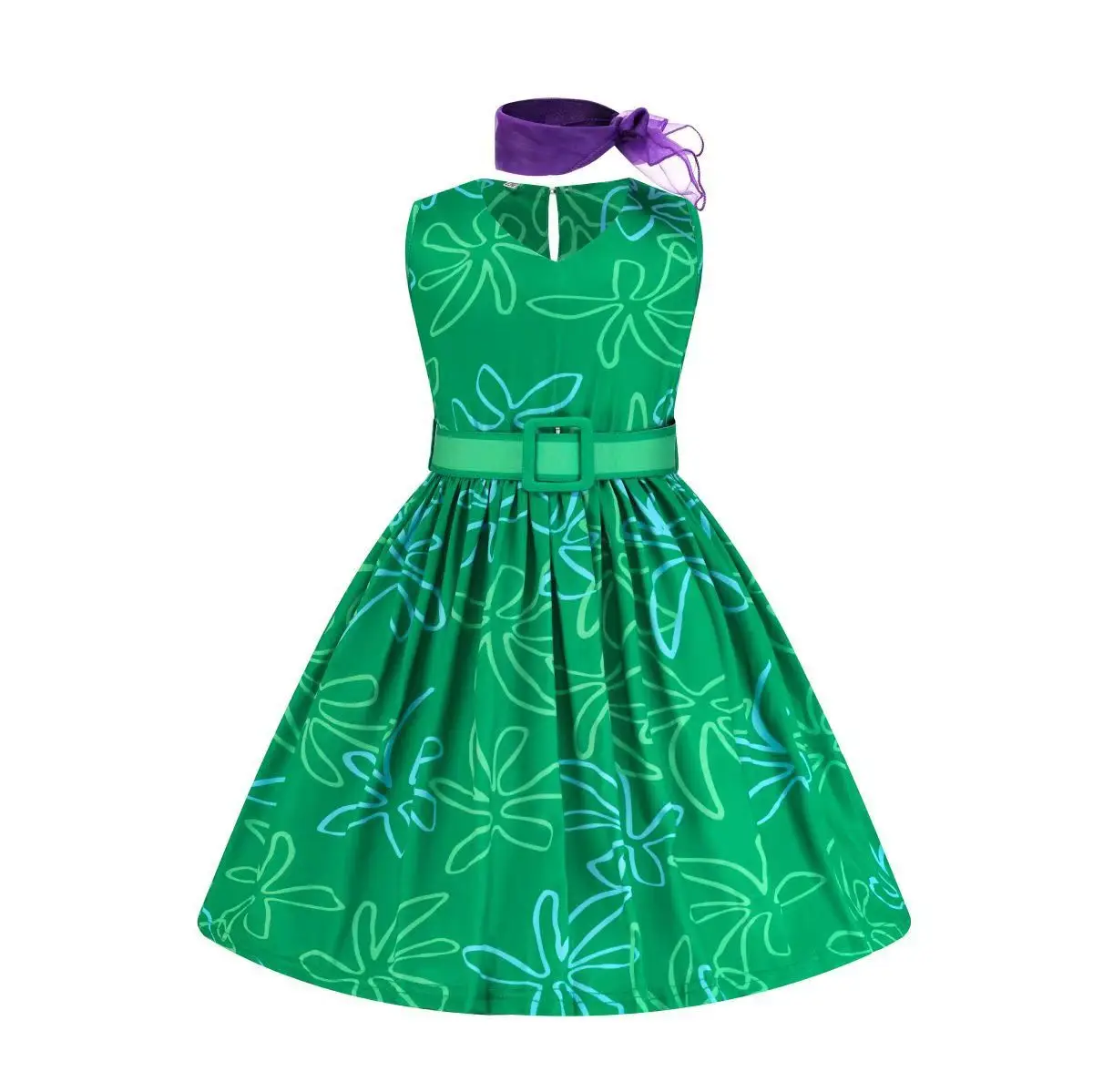 Direct Factory Sales Cosplay Green Dress with Belt Silk Scarf for Girls Halloween Anime Performance Dress TV & Movie Costumes Direct Factory Sales Cosplay Green Dress with Belt Silk Scarf for Girls Halloween Anime Performance Dress TV & Movie Costumes