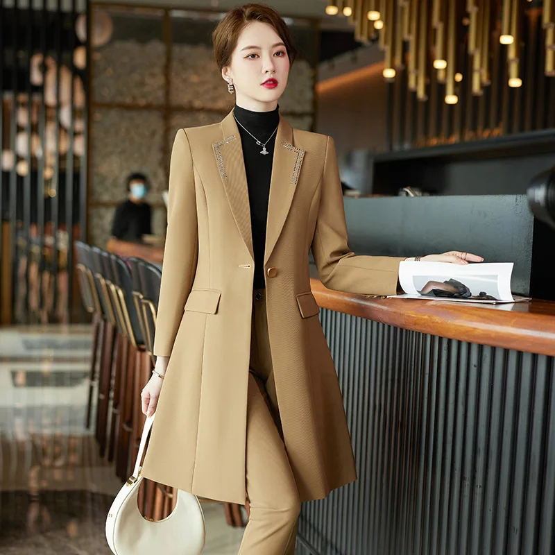 Office Ladies Notched Collar Plaid Coat Women Blazer Single Breasted Trench  Winter Jacket 2022 Casual Long Coats for Ladies