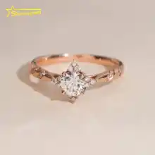 Fine Gold Jewelry Elegant 14K Gold 0.5ct Round Natural Diamond Ring High Quality Custom Women Wedding Rings