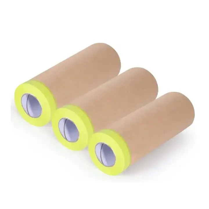 Disposable Spray High Temperature Kraft Tape Pre Taped Kraft Masking Film for Car Painting