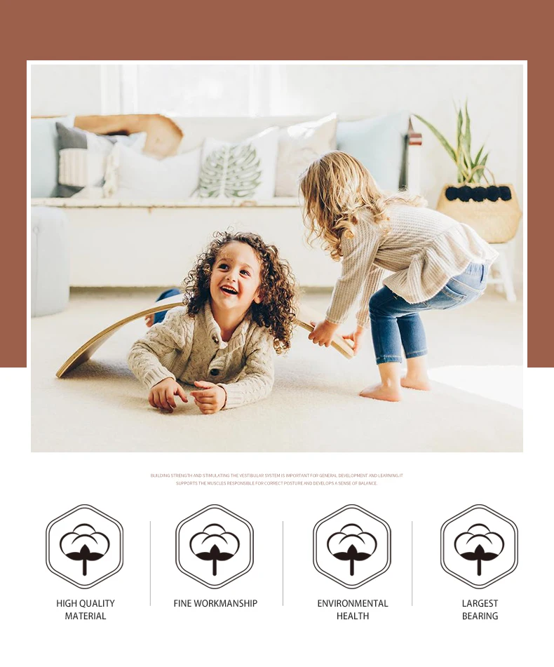 Xiha Kids Wood Balance Board Wobble Baby Balance Board Montessori Fitness Balance Curvy Board