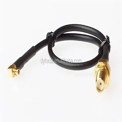 MMCX male right angle to SMA female bulkhead rf coaxial cable assembly for rg174