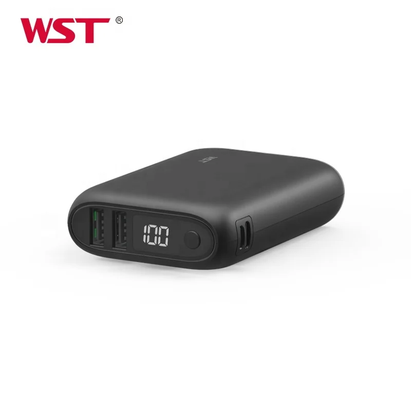WST Hot Product 2024 LCD Digital Display Power Supply 10000mah Battery Bank Mobile Small Power Bank