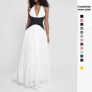 Garment Factory OEM Service Women's Summer Elegant Dresses New Fashion Sexy Halter Neck Contrast Corset Maxi Dress
