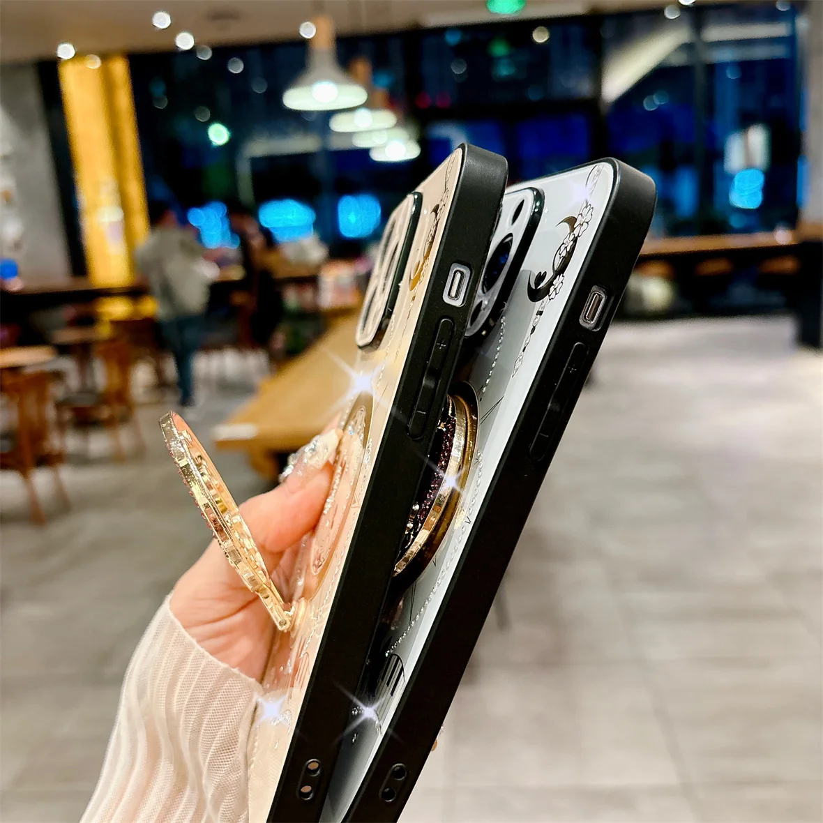 2024 New Luxury Phone Cover,For Iphone 16 15 14 13 Pro Max Rhinestones Case & Magnetic Ring Holder Stand Cases_voghion.com