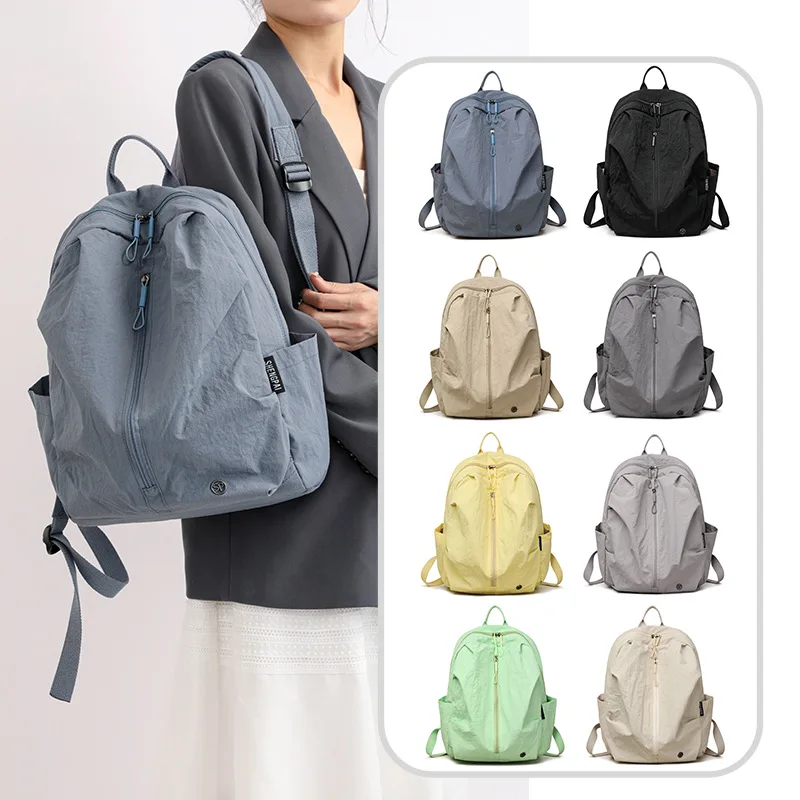 Lightweight Crushed Nylon Backpack Large Capacity Outdoor Hiking Daypack Custom Logo Travel Casual Backpack Daily Commute