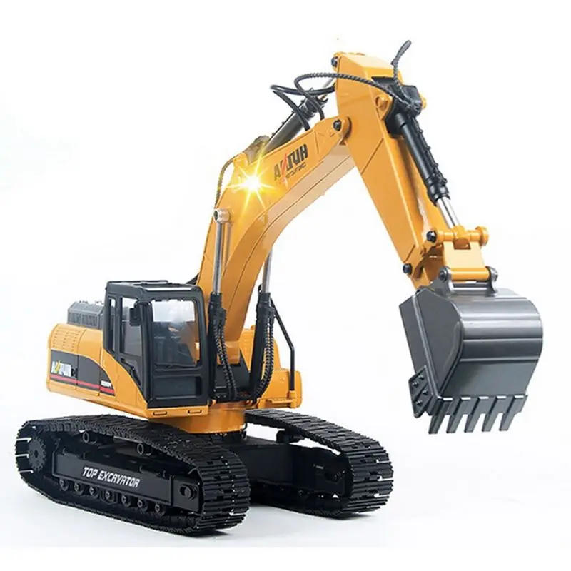 Hot Selling Huina 1580 RC Excavator Toys 1/14 Scale 23CH Die-Cast Full  Metal Long Digging Arm RC Construction Truck Vehicles