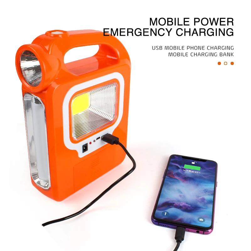 Solar Rechargeable 3 Speed Light Adjustable Mobile Power Bank Usb Charge Solar Camping Lamp