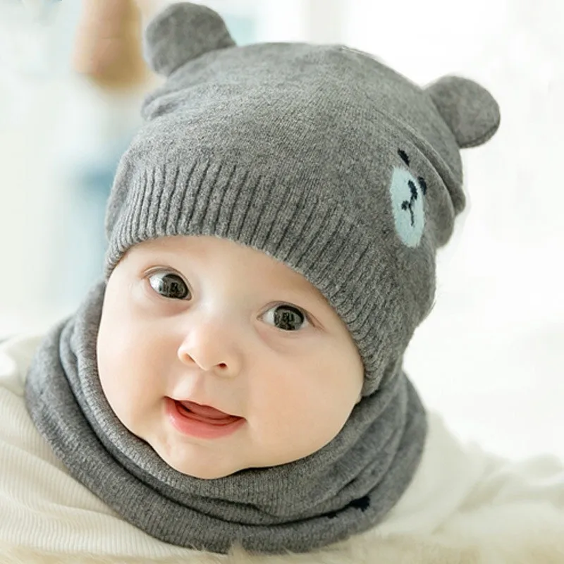 Toddler Kids Girls Boys Baby Cartoon Bear Warm Crochet Knit Hat Beanie Cap Hat 