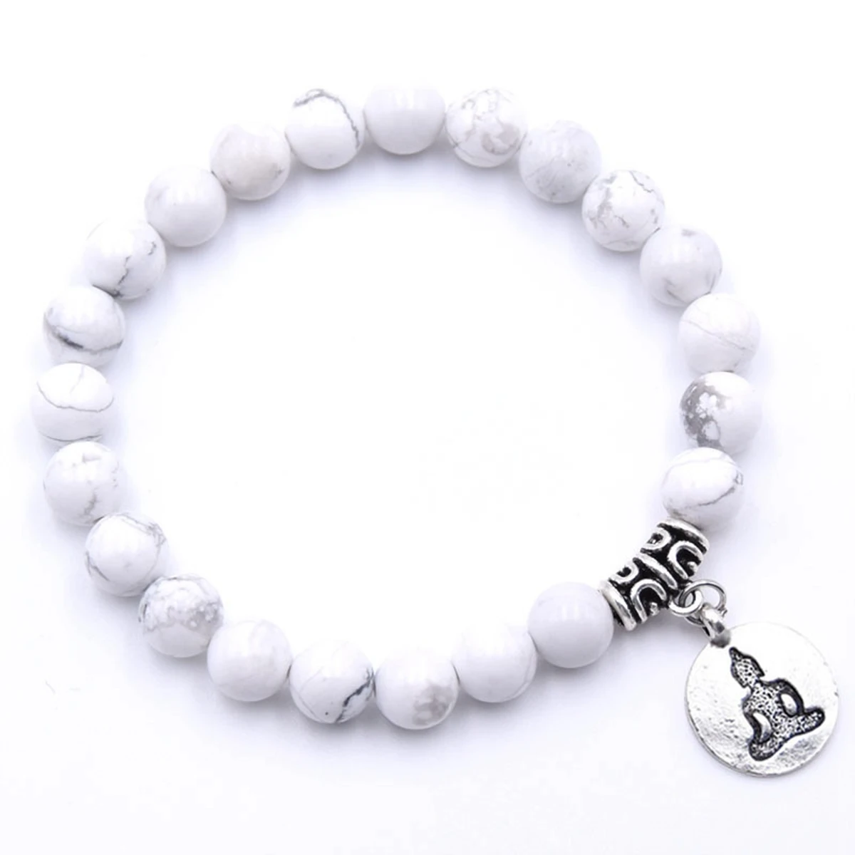 Vintage Japan Crystal women Bracelet –Stretch & Adjustable Crystal Beaded Silver Natural Gemstone Beaded Stretch Bracelet with Silver Buddha  main image 2