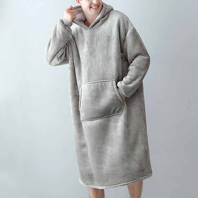 Amazon Supplier Women Hoodie Robe TV Blanket Plus Size Custom Long Men Sleepwear Bath Robe Nightgown