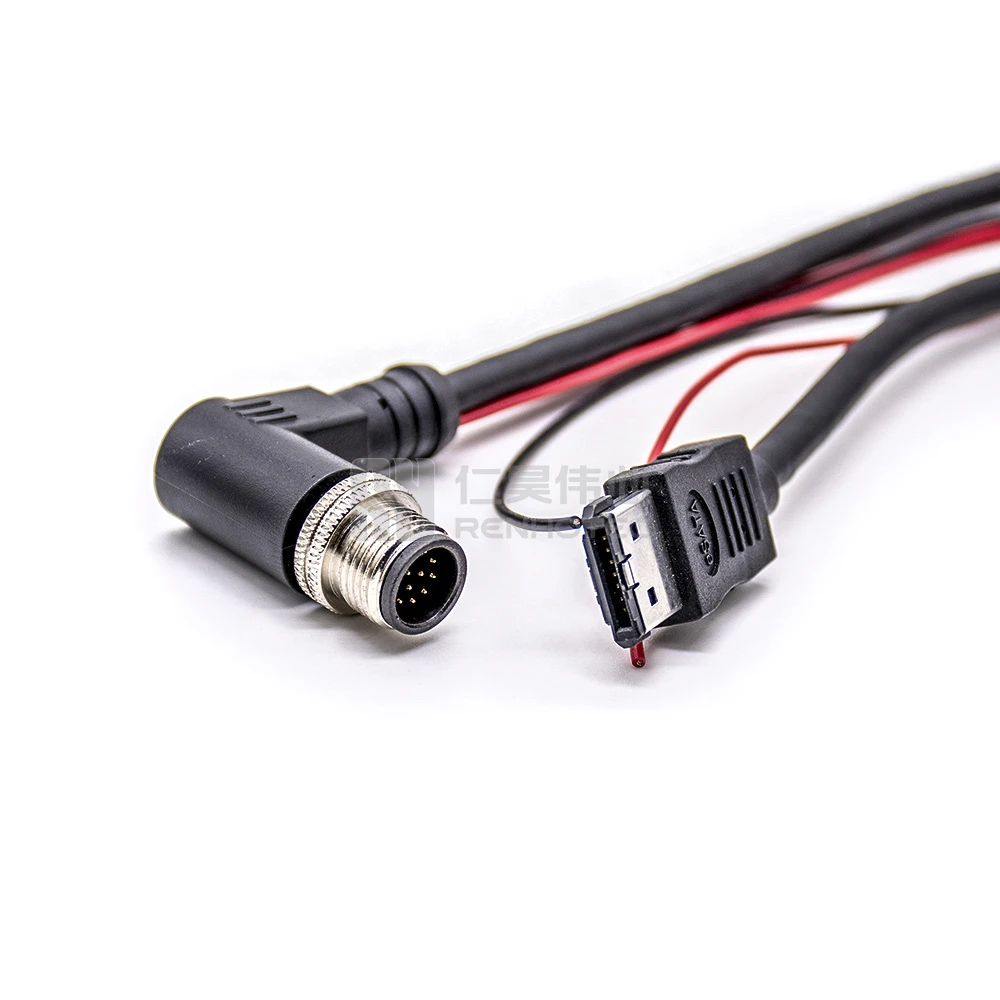 M12 Wire Connector Custom Cable Length 2 3 4 5 6 8 12 17 Pin Female Male IP67 Waterproof Straight Socket Solder LED Low Voltage