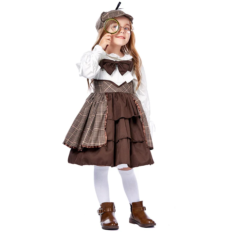 NEUES Detektivkostüm für Mädchen im britischen Stil, schönes Cosplay-Partykleid, Karneval, Halloween_voghion.com