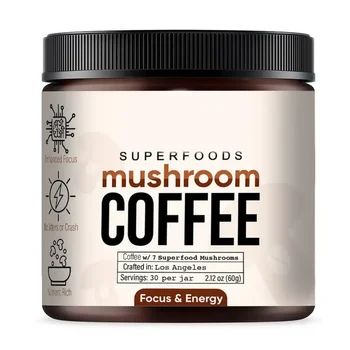 Organic Mushroom coffee Superfood  Powder Mushroom Instant Coffee Focus Attention  Coffee Mushroom