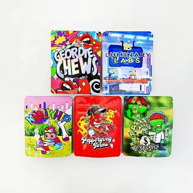 3.5g Flat Mylar Composite Pouches Flexible Food Plastic Bags Smell Proof Ziplock Aluminum Foil Herb Bags Packaging Pouch