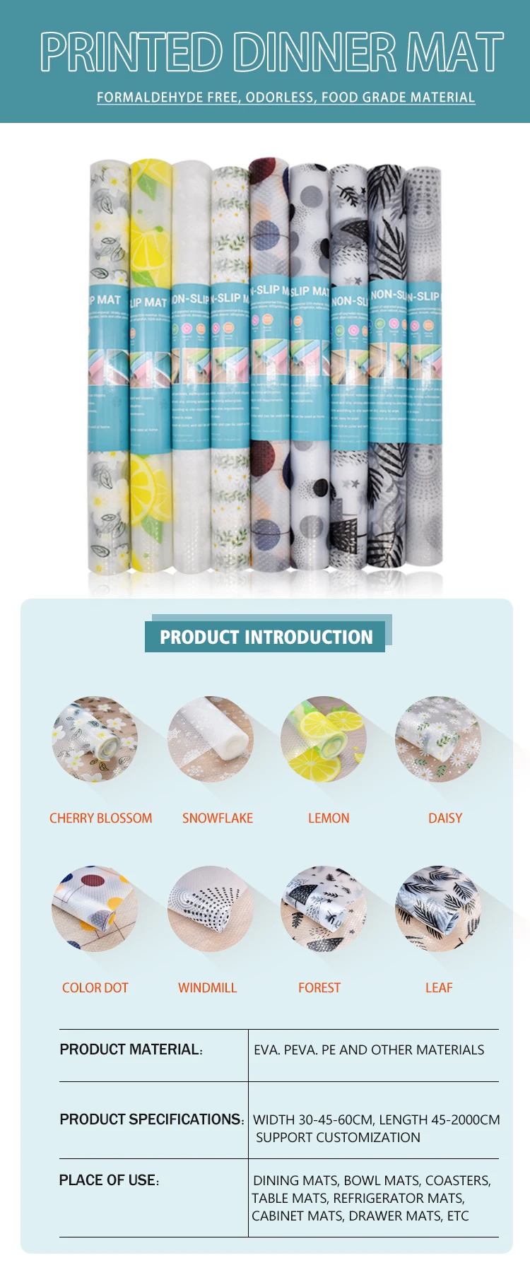 The New Listing Sustainable Mildew Proof Green 50*300cm Drawer Liner