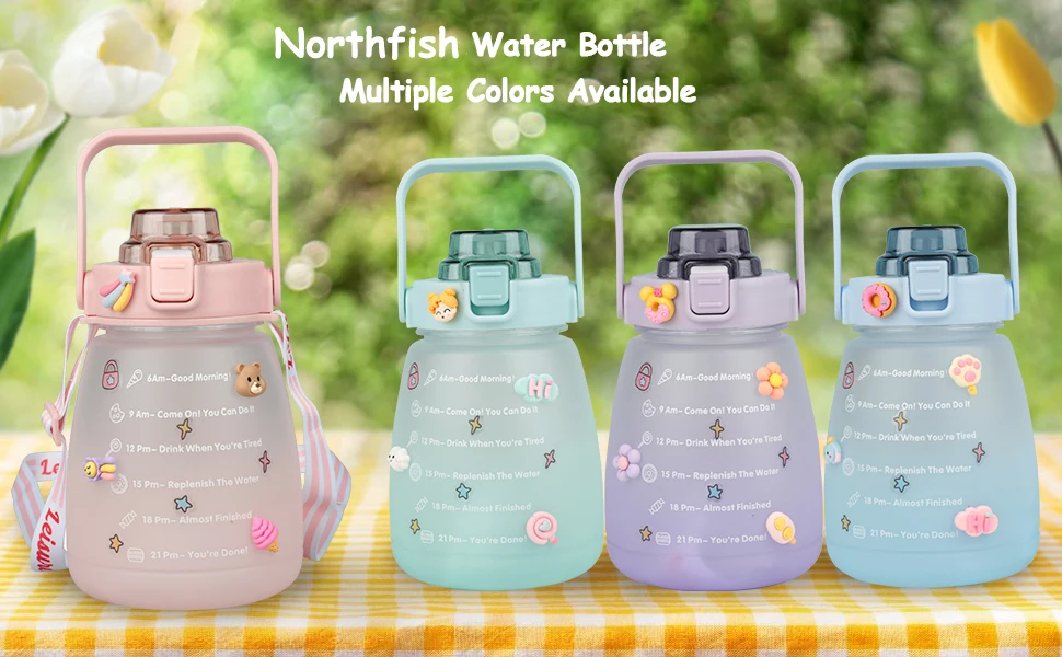 1300ml Large Capacity Cute Frosted Motivational Sports Water Bottle ...