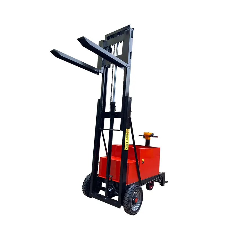 All electric station driven three wheeled forklift, hydraulic lifting pallet handling truck, stacking truck, forklift