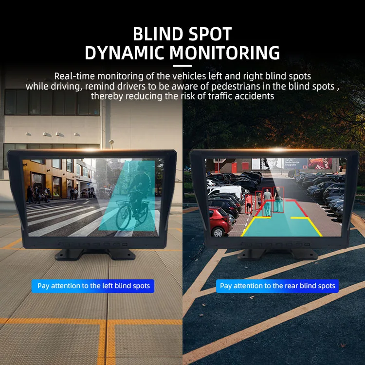 Wemaer 10.1"Touch Screen 4 Split Monitoring Security Camera System Active Blind Spot Detection BSD 4Channel Truck Cameras System details