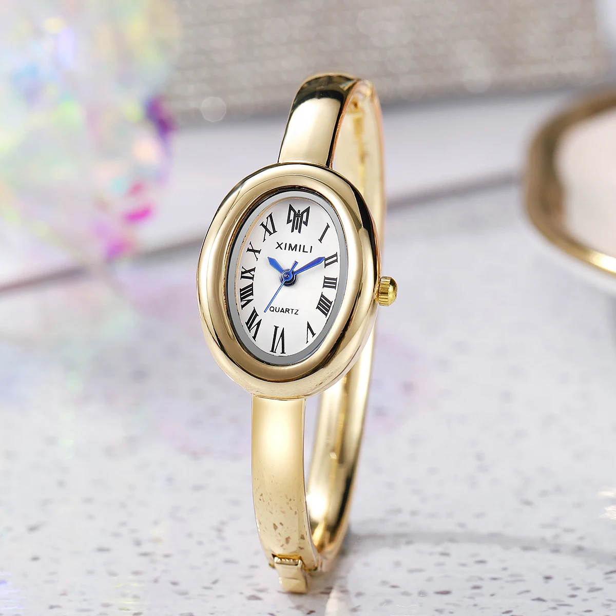 Vintage Oval Bracelet Watch Analog Quartz Water Resistant Dress Watch Vintage Oval Watch - Gold/White main image 2